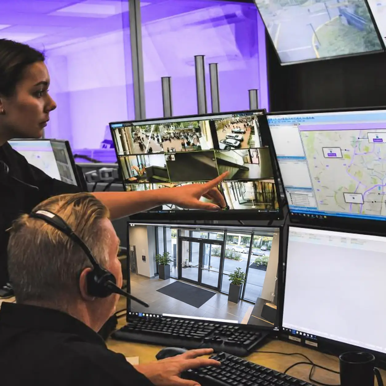 Centre de surveillance de plusieurs immeubles